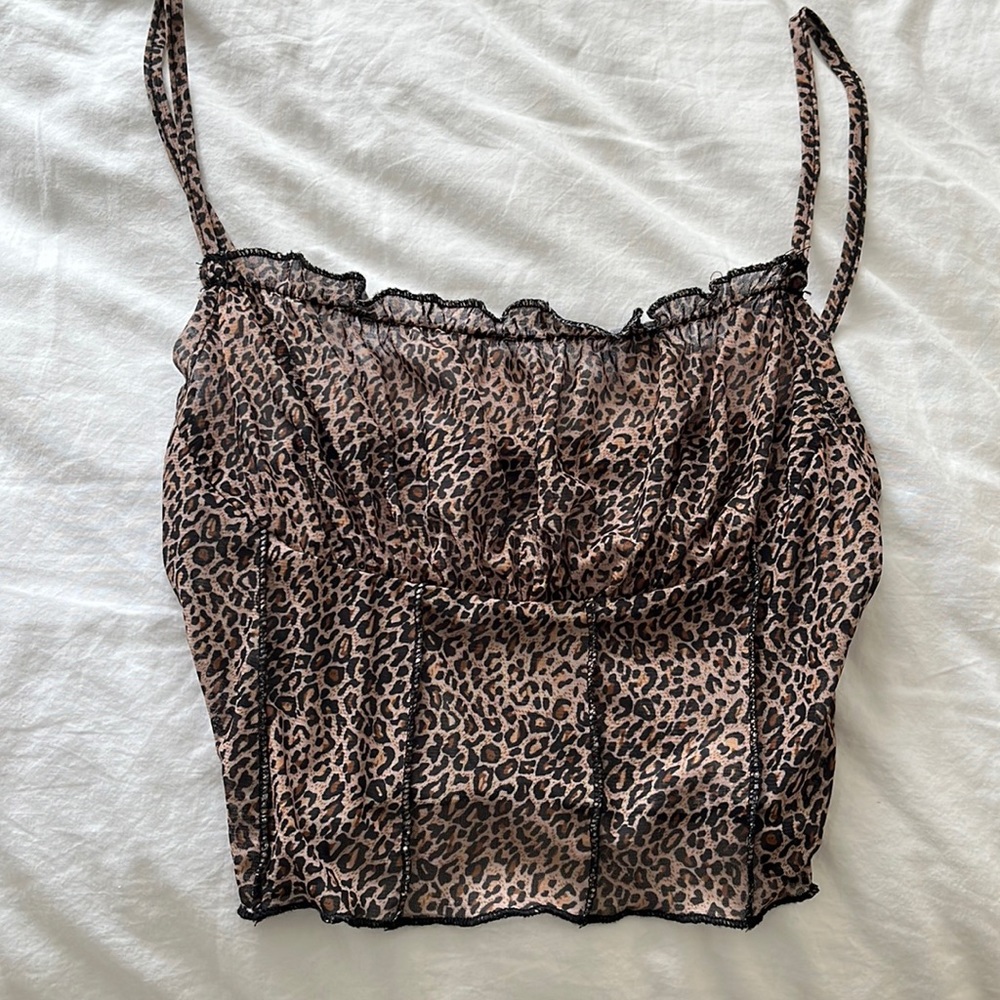 Cheetah Cropped Tank Top - size S